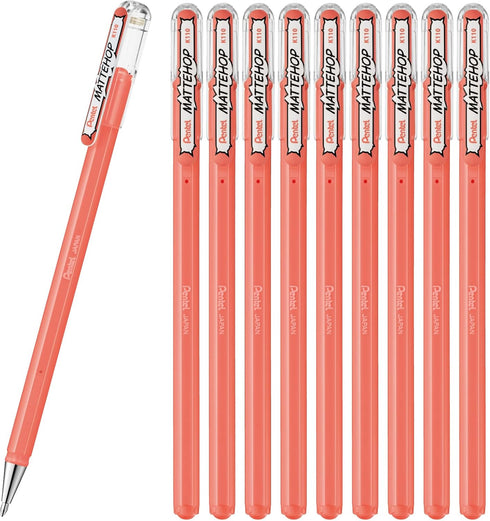 Pentel K110-VP2 Color Ballpoint Pen, Matte Hop, Coral Pink, 10 Count...