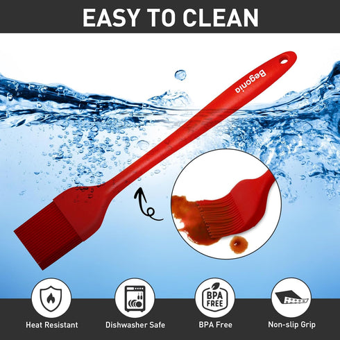 Pastry Brush-Begonia Silicone Basting Brush for Cooking,2pcs 10+8 in Heat Resistant Food Brushes for Baking, Grilling, Cooking and Spreading Oil, ...