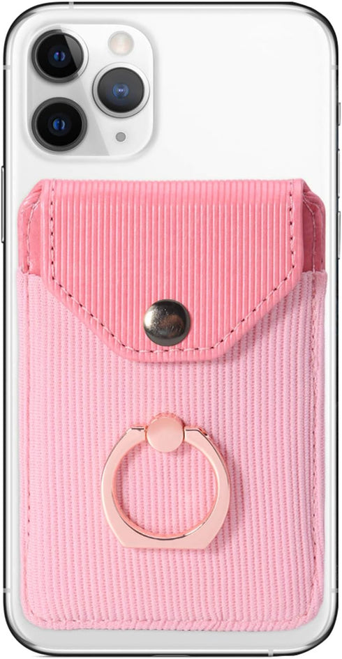 Card Holder & Ring Stand for Smartphones, Stick-on Wallet for iPhone & Android, Adhesive Credit Card Sleeve...