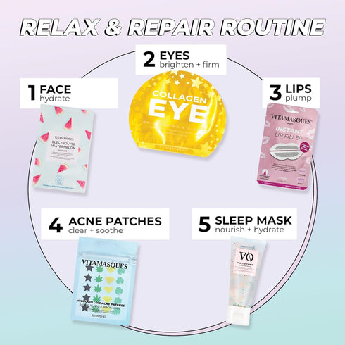 Vitamasques Face Masks Skincare Sheet Kit, 7-Pack - Juicy Collection of Triple-Layer Sheet Facial Masks - Pore Purifying, Brightening, and Hydrati...