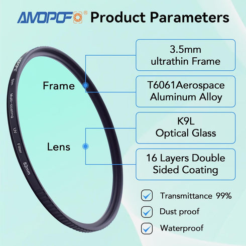 82mm MC UV Camera Filter, 16 Multi-Layer Coated HD/Waterproof/Scratch Resistant UV Filter with,Ultra-Slim UV Filter for 82mm Camera Lens (82mm UV ...