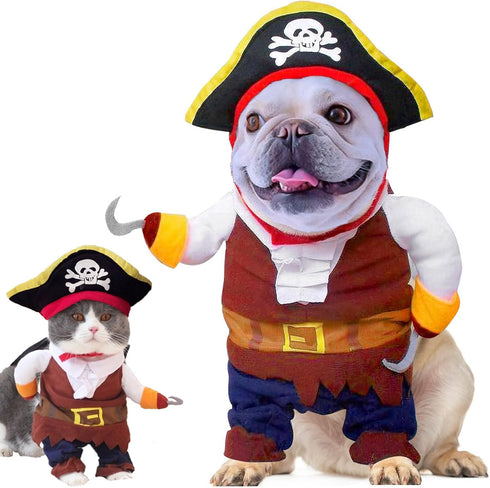 Dog Costume Pirates of The Caribbean Style, Novelty Pet Cosplay Funny Halloween Costumes Cat Pirate Clothing, Cool Dog Clothes for Small to Medium...