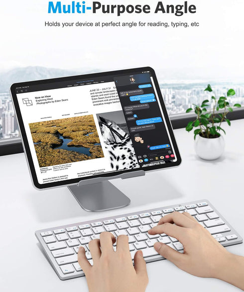 OMOTON Tablet Stand Holder Angle Adjustable, T1 Desktop Aluminum Tablet Dock Cradle Compatible with iPad Air/Mini, iPad 10.2, iPad Pro 11/12.9, Sa...