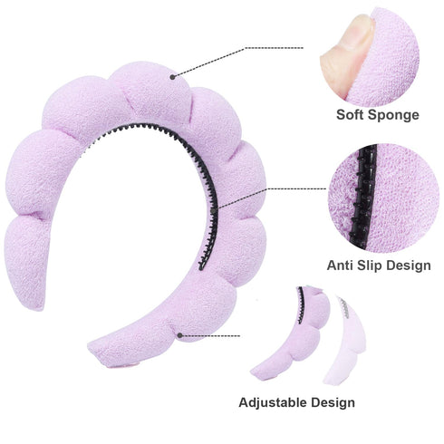 Spa Headband for Washing Face, Premium Makeup Headband, Skincare Headbands, Non Slip Sponge Headband for Women Girls, Yoga Sports Makeup Removal H...