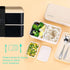 Original Bento Box Lunch Box Japanese Style 2 Layer Food Containers with Utensils Spoon and Fork Bundle Divider Salad Box for Men Women (Black)...
