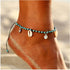 Boho Turquoise Bead Ankle Bracelet Silver Coin Pendant Anklet Bracelet Vintage Cowrie Chain Anklet Turquoise Braided Rope Anklet Foot Chain Jewelr...