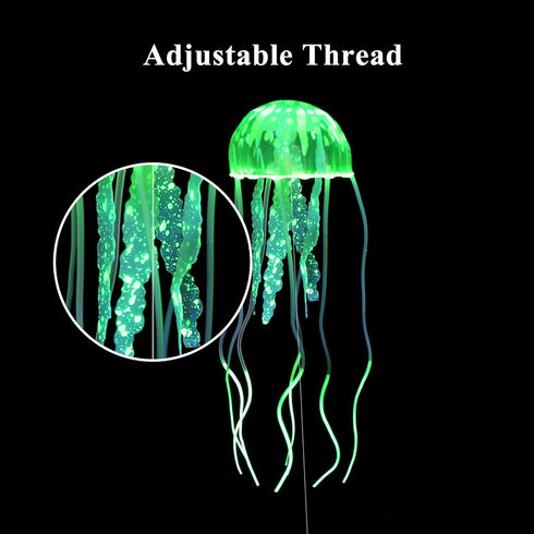 Lpraer 6 Pieces Glow Aquarium Ornaments Artificial Glow Floating Jellyfish Seahorse Anemones Silicone Simulation Fish Tank Decorations for Fish Ta...