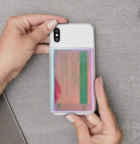 CheapSunday ID Card Holder for Back of Phone Leather Phone Wallet Stick On with Stand Flip Waterproof Leather Adhesive Wallet for Most Cellphones ...