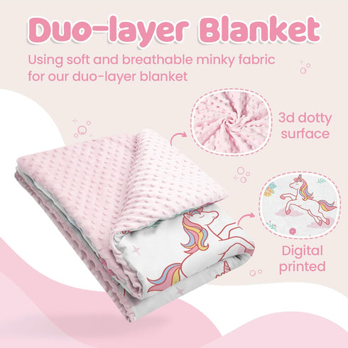 SANDJEST Unicorn Baby Blankets for Girls 30 x 40 - Kids Throw Minky Blanket with Double Layer Dotted Backing - Gifts for Birthday Baby Shower...