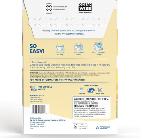 Tru Earth Compact Dry Laundry Detergent Sheets - Up to 64 Loads (32 Sheets) - Paraben-Free - Original Eco-Strip Liquidless Laundry Detergent, Trav...
