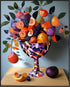 Posterizer 1 pcs-Bright surreal fruit bowl with colorful fruits spilling out -1-Kitchen & Bar Art-Abstract & Modern Art- Art for Cafe, Restaurant,...