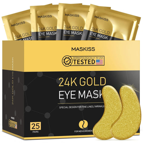 24k Gold Under Eye Patches (25 Pairs), eye mask, Collagen Skin Care Products, Eye Patches for Puffy Eyes, eye masks for dark circles and puffiness...