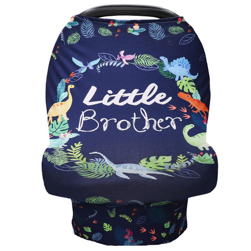 Baby Car Seat Cover for Boys, Little Brother Car Seat Canopy, Multiuse Nursing Covers, Dinosaur Theme Infant Carrier Cover Summer, Breastfeeding S...