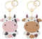 2 Pack Cute Cow Airtag Leather Keychain Holder Case, Kawaii Cow Key Ring Cover for Apple Airtag for Women Girls...