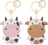 2 Pack Cute Cow Airtag Leather Keychain Holder Case, Kawaii Cow Key Ring Cover for Apple Airtag for Women Girls...