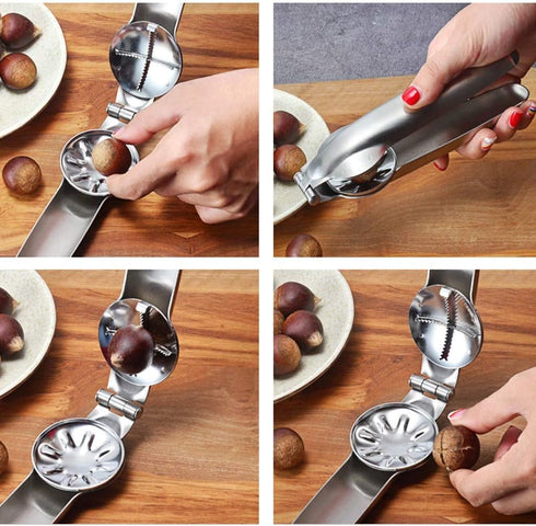 Protable Nutcracker Chestnut Clip,304 Stainless Steel Chestnut Cutter Tool Pistachio Nut Opener Macadamia Nut Knife,Walnut Opener,Metal Nut Opener...