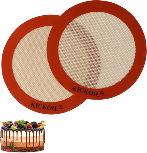 Round Silicone Baking Mats Set of 2-Silicone Mat for 8 Inch Pizza Cake Pan Air Fryer,Non-Stick Reusable Heat Resistant Baking Sheets for Bread Coo...