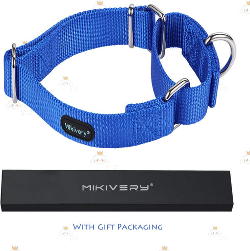 Martingale Dog Collar Nylon Adjustable and Safety Training Colourful Comfortable Metal Buckle Pet Collars for Small Medium and Large Dogs(Royal Bl...