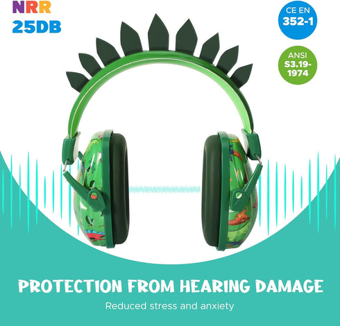 Noise Cancelling Headphones for Kids,Toddlers,Teens Boys Ages 1-12,Dinosaur Ear Hearing Protection Sound Proof Safety Earmuffs for Concerts,Monste...