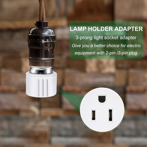 Outlet Light Socket Adapter,Screw in Outlet Socket,E26 Light Bulb to Outlet Socket Converter,Light Bulb Plug Adapter for Porch Light Socket,Camera...
