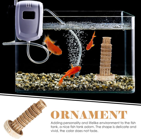 Leaning Tower of Pisa Model Italy Ornament Aquarium Landscape Ornament Fish Tank cave Architecture Building Models Fish Tank Decor Fish Tank Tower...