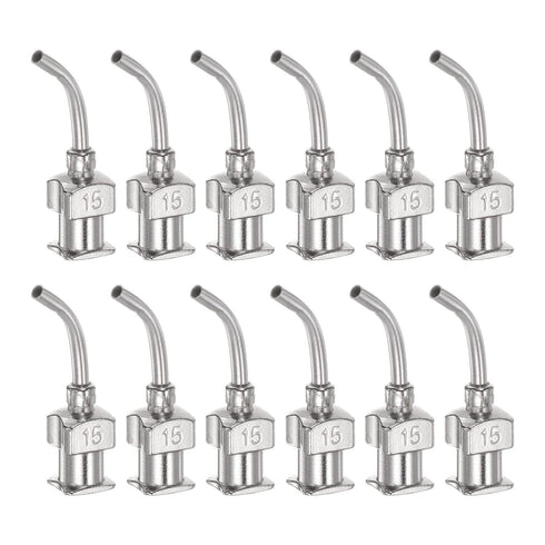 12pcs Dispensing Needles, 15 Gauge 1/2" Stainless Steel Blunt Tip 45 Degrees Bent Dispensing Needles with Luer Lock Connector for Ink Cartridges,G...