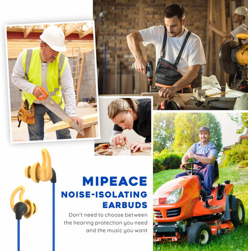 MIPEACE Ear Plug Headphones for Work, Custom-fit Work Earbuds Earphones-Safety Headphones for Construction Industrial...