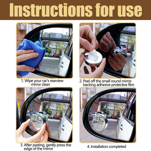 2 Pack Blind Spot Mirror, 2" Round HD Glass Convex Rear View Mirrors, 360° Wide Angle Side Rear View Mirror, Universal Exterior Accessories for Mo...