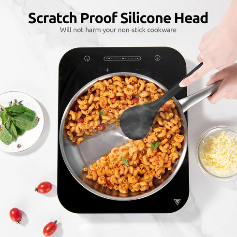 600ºF Heat Resistant Silicone Spoon: U-Taste 13.3in Solid Kitchen Cooking Spoon, Nonstick Food Grade Large & Long Soup Rubber Utensil for Mixing, ...