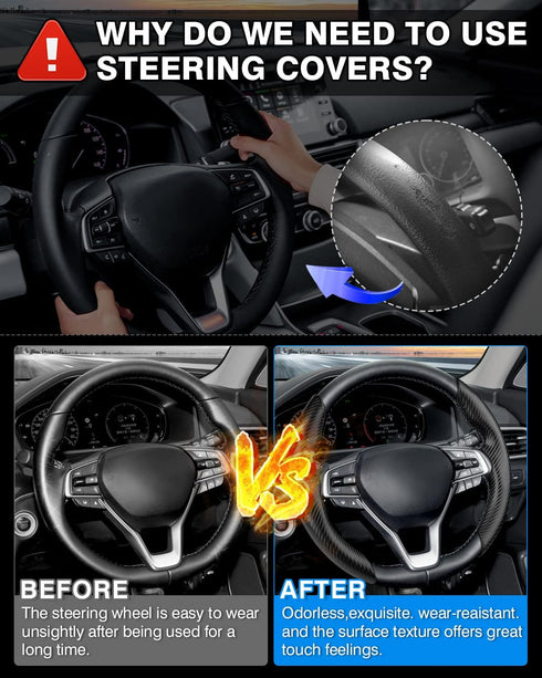 Honda Accord Steering Wheel Cover 2018-2022 Men Women Non-Slip Car Steer Wheel Cover for Honda Accord Carbon Fiber Accessories Steering Protector ...