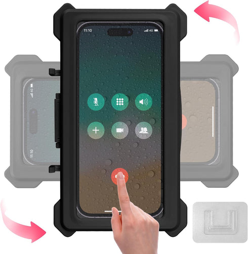 Large Shower Phone Holder Waterproof,Universal 360° Rotation Waterproof Shower Phone Holder with Touch Screen, Phone Shower Holder Waterproof, Bat...