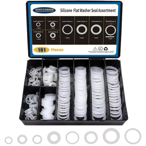 181Pcs 8 Sizes Silicone Gasket Assortment Kit, for Washer Needs, Ideal Repair Kit for Faucet or Plumbing...