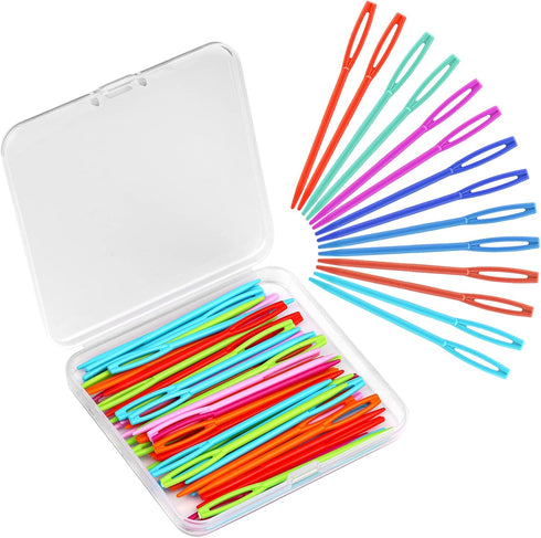 50PCS Plastic Sewing Needles, Large Eye Plastic Yarn Needles for Kids, 7cm/2.76inch Plastic Needles for Yarn and Craft Plastic Embroidery Needle f...