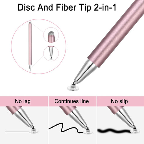 Stylus Pens for iPad, Touch Screens Stylus Pencils High Sensitivity Disc & Fiber Tip Universal Stylus with Magnetic Cap Compatible with iPad, iPho...