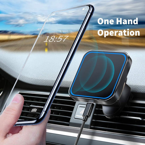 Magnetic Wireless Car Charger - MagSafe Compatible Car Mount Wireless Charger - Air Vent Mount with Included Power Supply for iPhone 14, 13, 12 - ...