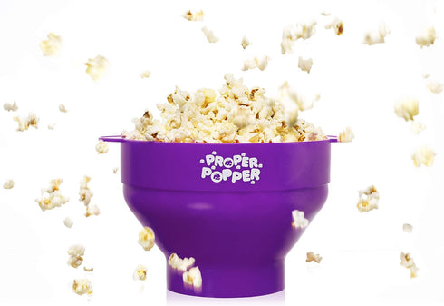 The Original Proper Popper Microwave Popcorn Popper, Silicone Popcorn Maker, Collapsible Bowl BPA Free & Dishwasher Safe - (Purple)...