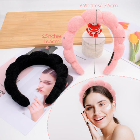 BEGOOD Spa Headbands for Washing Face Bubble Skincare Headbands for Women Sponge Makeup Headband Terry Towel Cloth Puffy Hair Band Hair Accessorie...