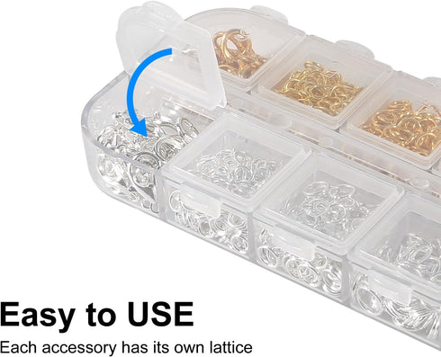 Jump Rings for Jewelry Making Kit, 1200 pcs Open Jump Rings Jewelry Repair Kit for Necklace Bracelet, Lobster Clasps and Closures Repair Supplies ...