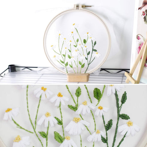 Full range embroidery kits for beginners stamped embroidery kit includes embroidery cloth with pattern embroidery hoop instruction color embroider...