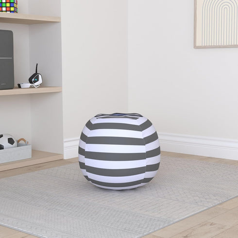 Miaowater 2 PCS Stuffed Animal Storage Bean Bag Chair Cover, Cotton Canvas Beanbag with Zipper for Organizing Kid's and Adults Room Grey 24"...