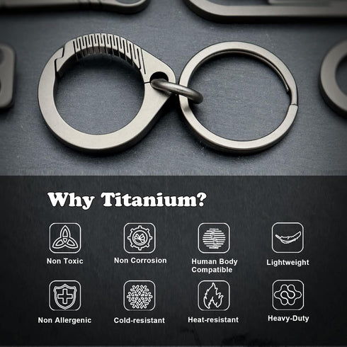 Titanium Key Holder Heavy Duty Quick Release Keychain Clip with Key Ring for Men and Women...