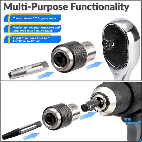 2pcs Tap Socket Set,Extraction Tool With Adjustable Jaws,Suitable for Taps,Reamers,Screw Extractors...