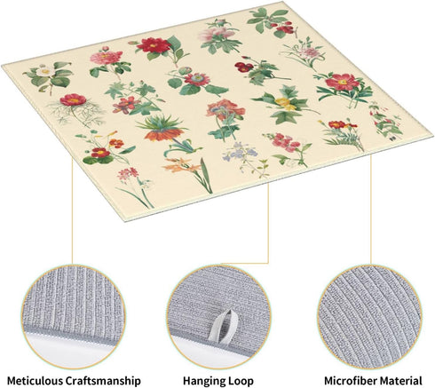 Dish Drying Mat for Kitchen Counter - Flower Herbs Microfiber Drying Pad, Reversible Drainer Mats for Countertop, 16 x 18 inch...