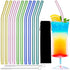 10 Pack Reusable colorful Glass Straws, 8" Shatter-Resistant Bent Drinking Straws for Smoothies, Milkshakes, Hot/Cold Drinks, with 2 Cleaning Brus...