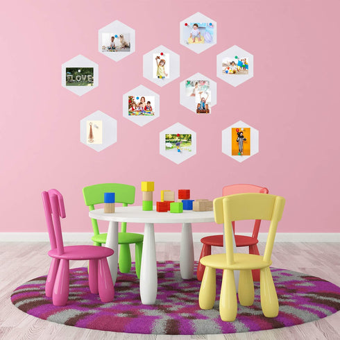 10 Packs Pin Board Hexagon Felt Board Tiles Bulletin Board Memo Board with 20 Pieces Push Pins, Decoration for Home Office Classroom Wall (White,5...