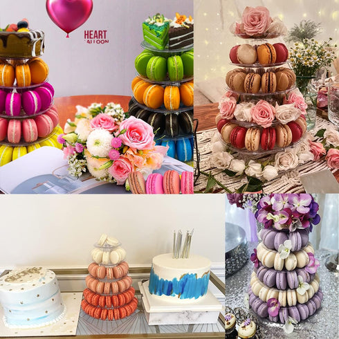 6 Tier Macaron Tower Stand for Wedding Birthday Party,Plastic Display Stand for Cupcake Cake2...