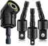 Right Angle Drill Adaptor,4-in-1 Impact Drill Bit Extension,360° Rotatable 1/4 3/8 1/2" Impact Grade Socket Adapter Set,105 Degree Angle Screwdriv...
