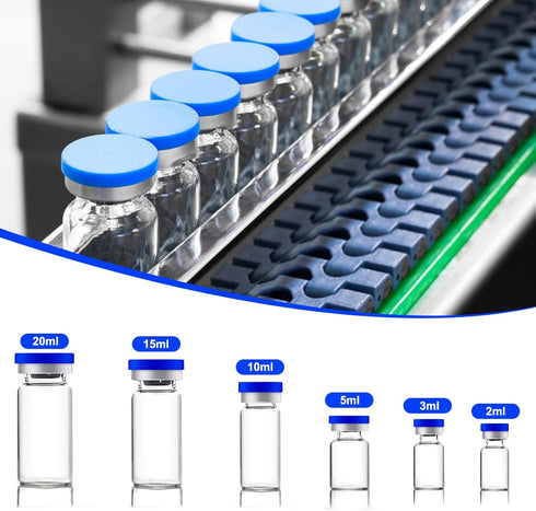 2ml Sealed Vials with Self Healing Injection Port and Plastic-Aluminum Flip Caps,Glass Empty Vials for Injection 10 Pack...