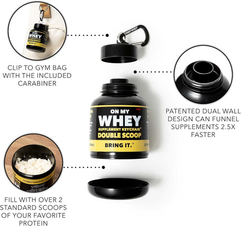 Protein Powder Container to Go - Travel Water Bottle Funnel for Mixes, Portable Pre Workout Supplement Containers & Dispenser Funnels, Mini Prewor...