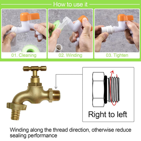 PAGOW 6 Rolls 1/2 Inch (W) X 984 Inches (L) Teflon Tape, Extra Long Plumbers PTFE Tape, Sealing Tape, Thread, for Shower Heads and Water Pipe, Whi...